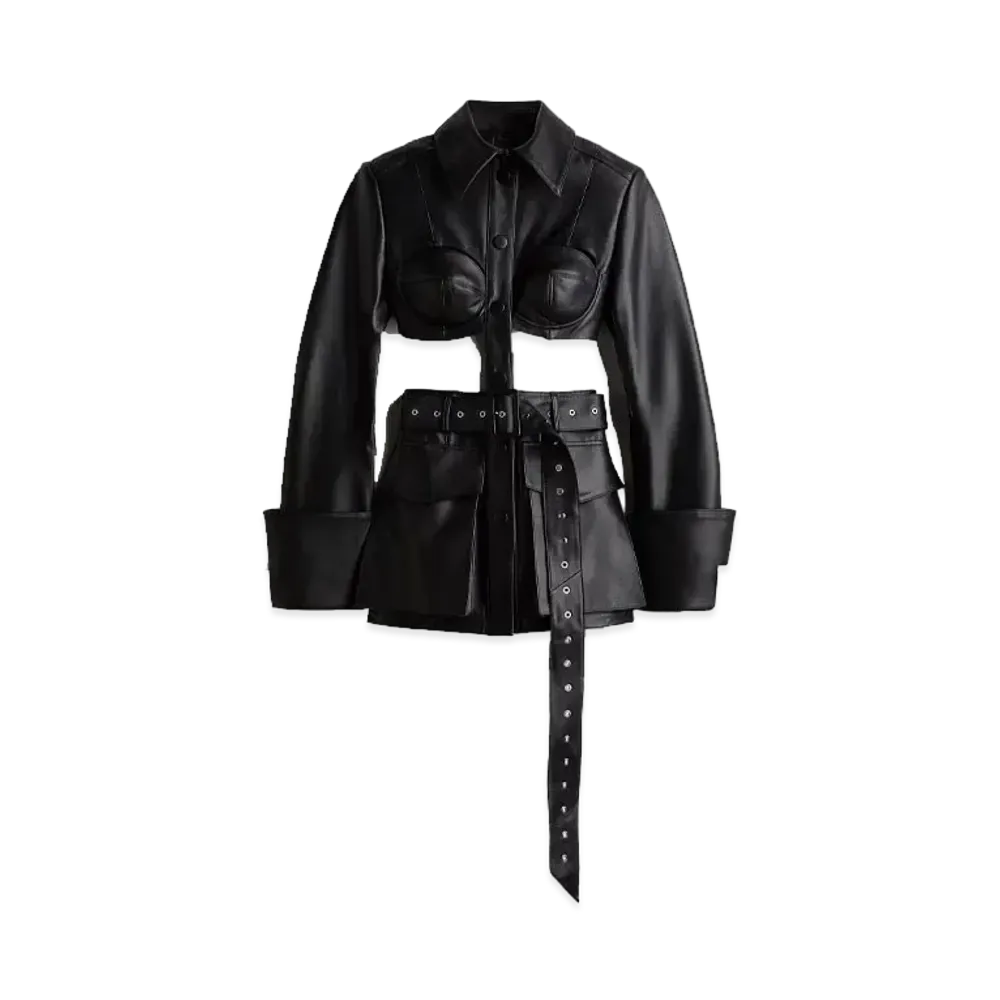 rokh x H&M Cut-Out Leather Jacket "Black"