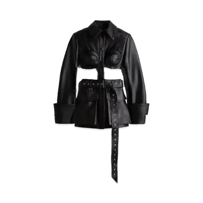 rokh x H&M Cut-Out Leather Jacket "Black"