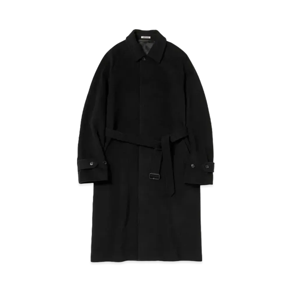 AURALEE Super Fine Wool Mosser Soutien Collar Coat "Black"