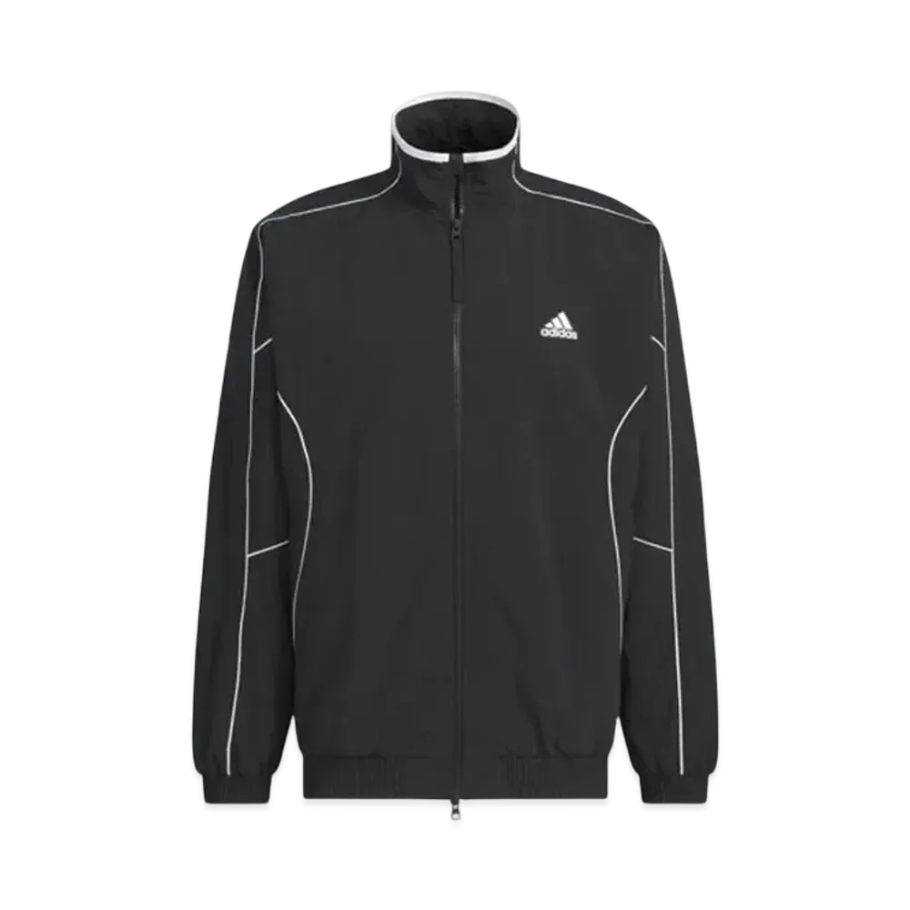 adidas Warding Loose Fit Wrinkled Nylon Woven Brushed Tricot Lined Jacket (Gender Neutral) "Black"