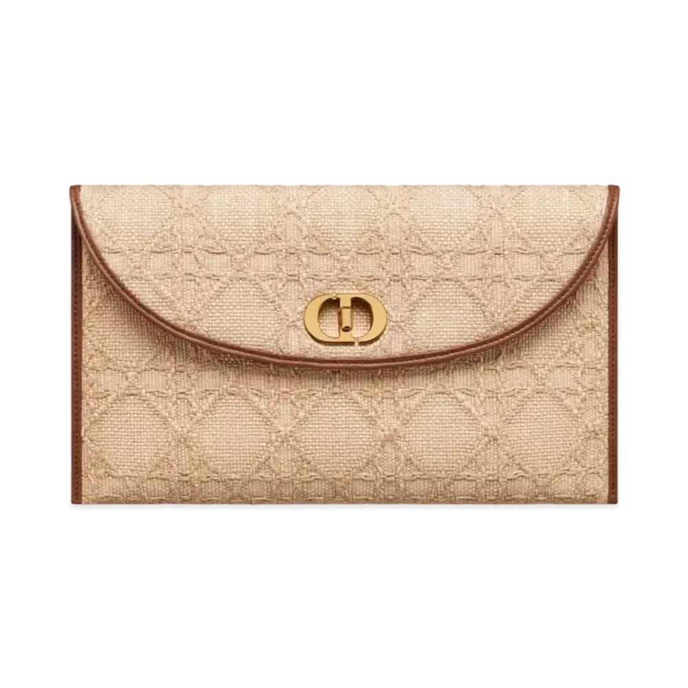 Dior 30 Montaigne Avenue Pouch Flap Cannage Raffia "Natural"