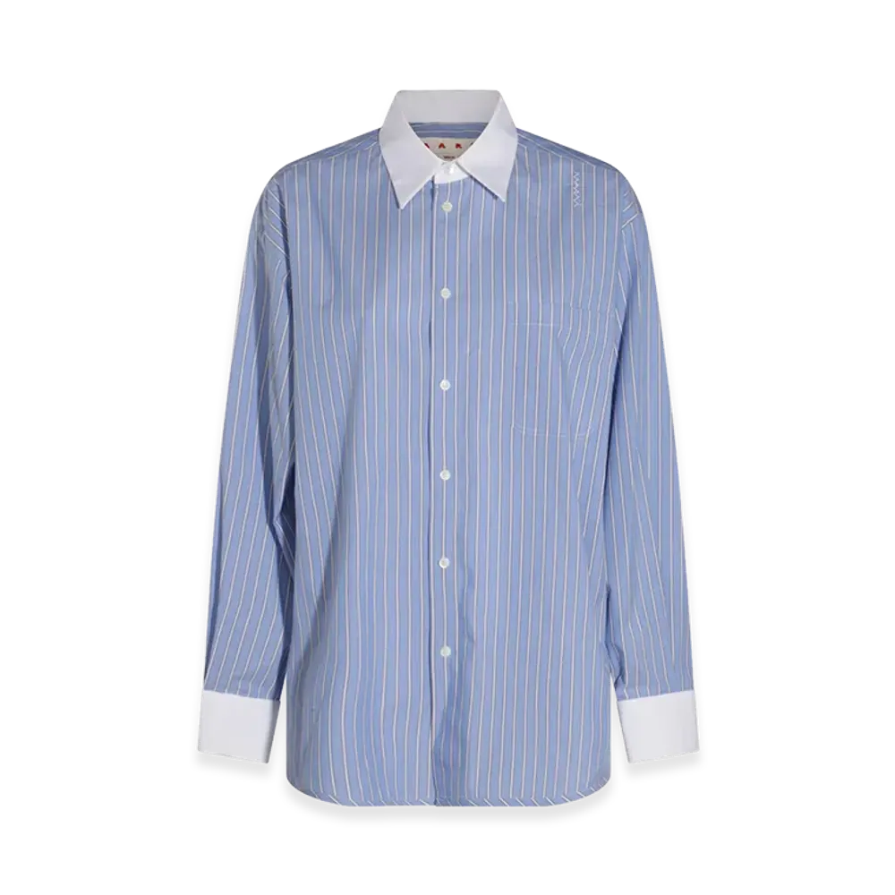 MARNI Women's Embroidered Poplin Oversize Shirt "Stripped"
