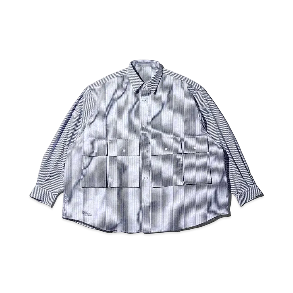 FreshService Dry Oxford Flap Pocket L/S Shirt "Blue Stripe"