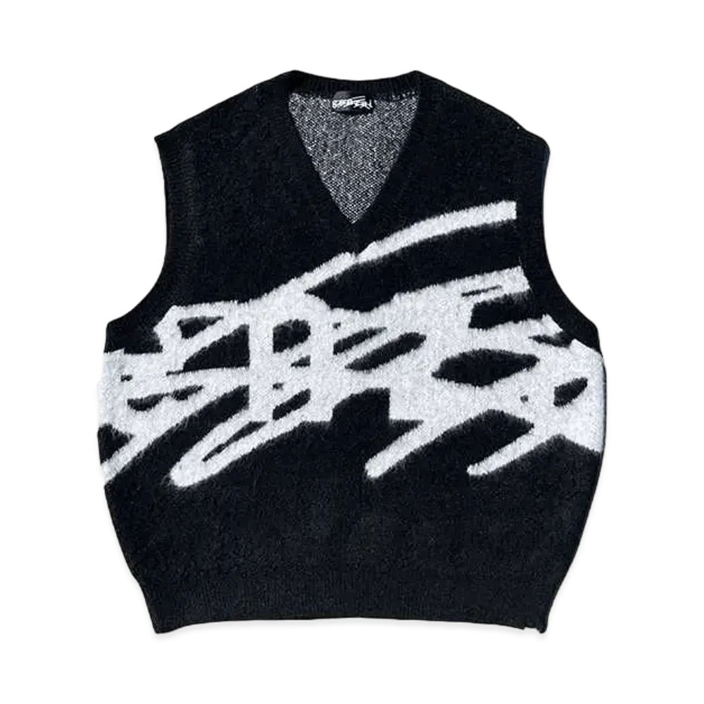 genzai Big Logo Kint Vest "BLACK"