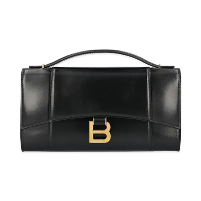 BALENCIAGA Women's Hourglass Clutch "Black"