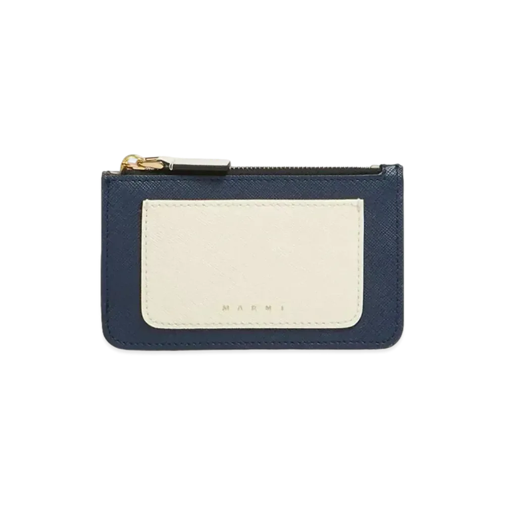 Marni Saffiano Leather Card Case "Night Blue/Talc"