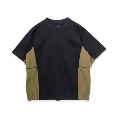 sacai Taslan Nylon x Cotton Jersey T-Shirt "Navy/Khaki"