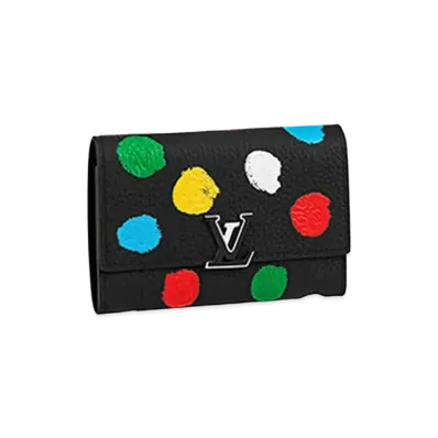Louis Vuitton x Yayoi Kusama Capucines Wallet Taurillon Leather Painted Dots "Noir"