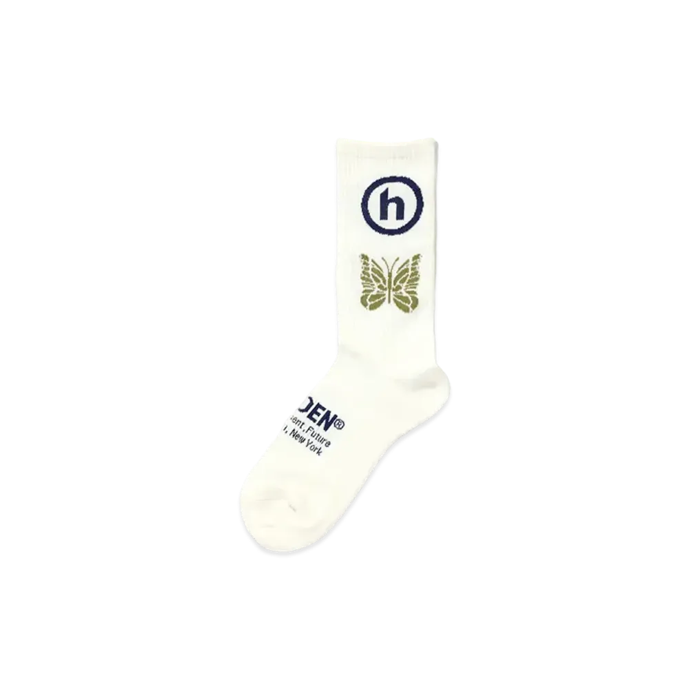 Needles x Hidden Jacquard Socks Papillon x Hidden "White/Blue/Khaki"