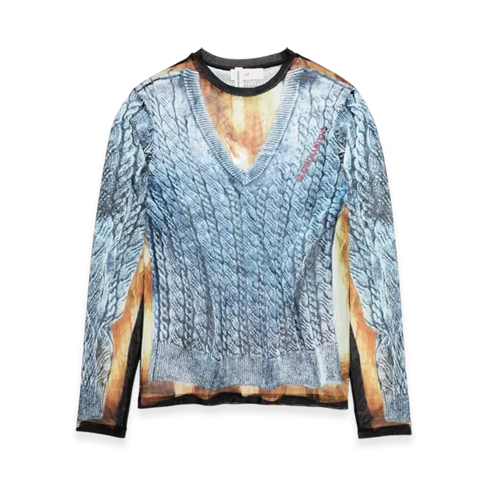 H&M x Glenn Martens Printed Mesh Top "Blue"