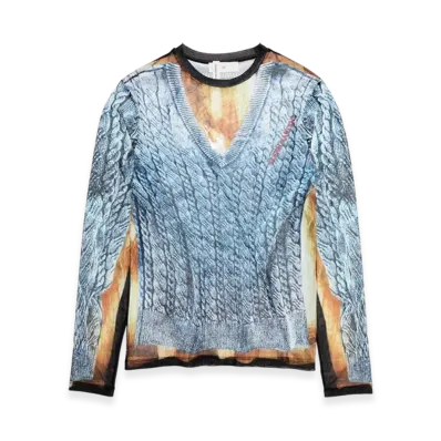 H&M x Glenn Martens Printed Mesh Top "Blue"