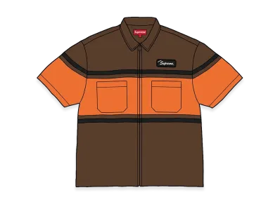 Supreme Silk Zip Up S/S Shirt "Brown"