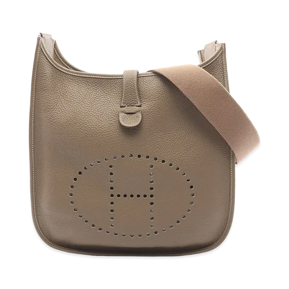 Hermes Evelyne III GM Etoupe Taurillon Clemence Shoulder Bag "Grey Brown"