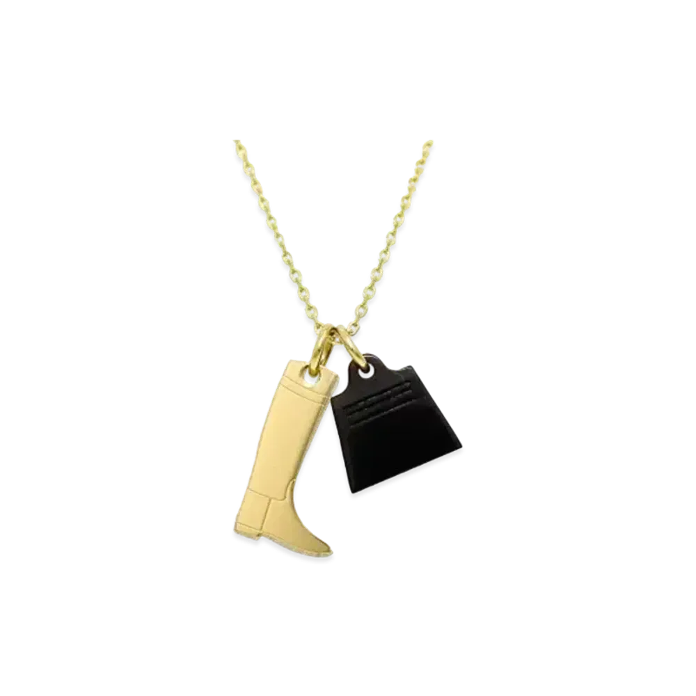 Hermes Amulettes Maroquinier Necklace Small Model Buffalo Horn "Gold"