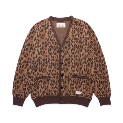 WACKO MARIA Leopard Jacquard Knit Cardigan "Brown"