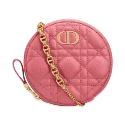 Dior Dior Caro Round Pouch With Chain "Pink"