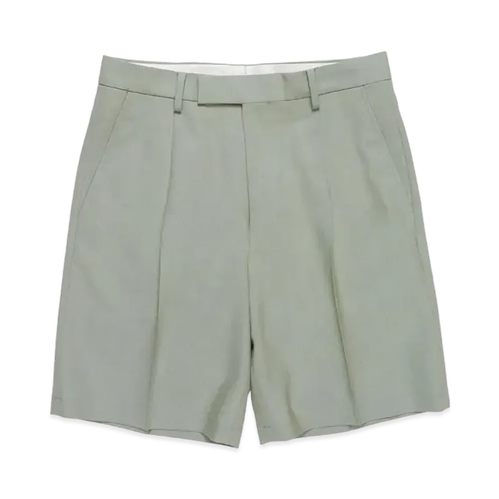 WACKO MARIA PLEATED SHORTS (IMPOET FABRIC / DOEMEUIL) "Light Green"