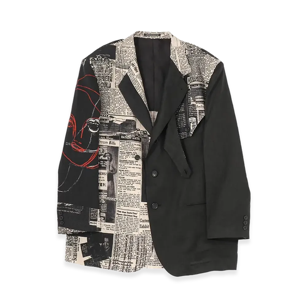 Yohji Yamamoto POUR HOMME K-L News Paper 07 Print Jacket "Black"