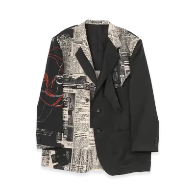 Yohji Yamamoto POUR HOMME K-L News Paper 07 Print Jacket "Black"