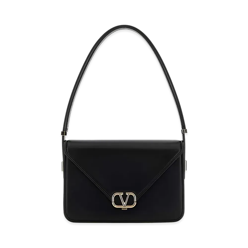 Valentino Women's Leather Vlogo Shoulder Bag "Black"