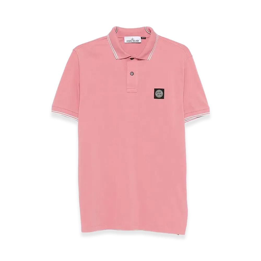 Stone Island Polo Shirt In Cotton With Logo "Violet"