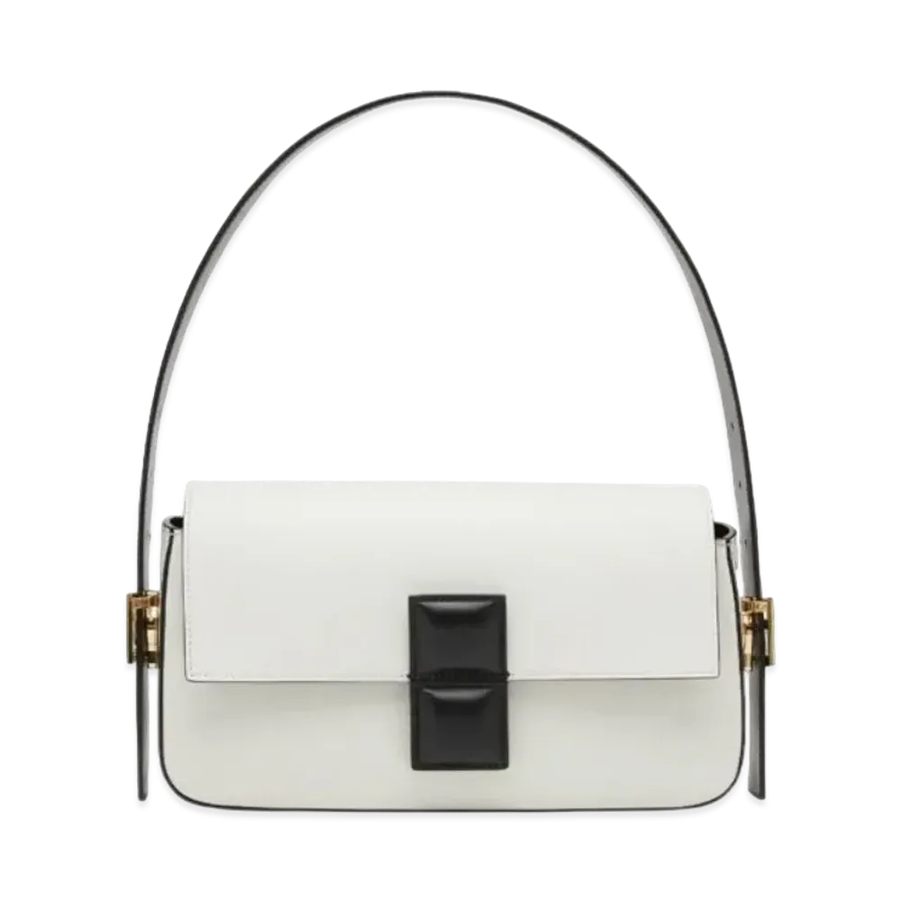 FENDI Baguette Color Block Leather Bag "White/Black"
