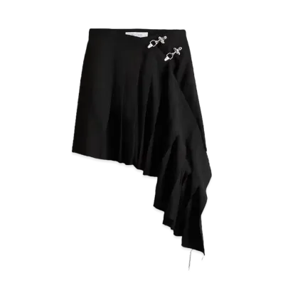 rokh x H&M Wool-Blend Asymmetric Skirt "Black"