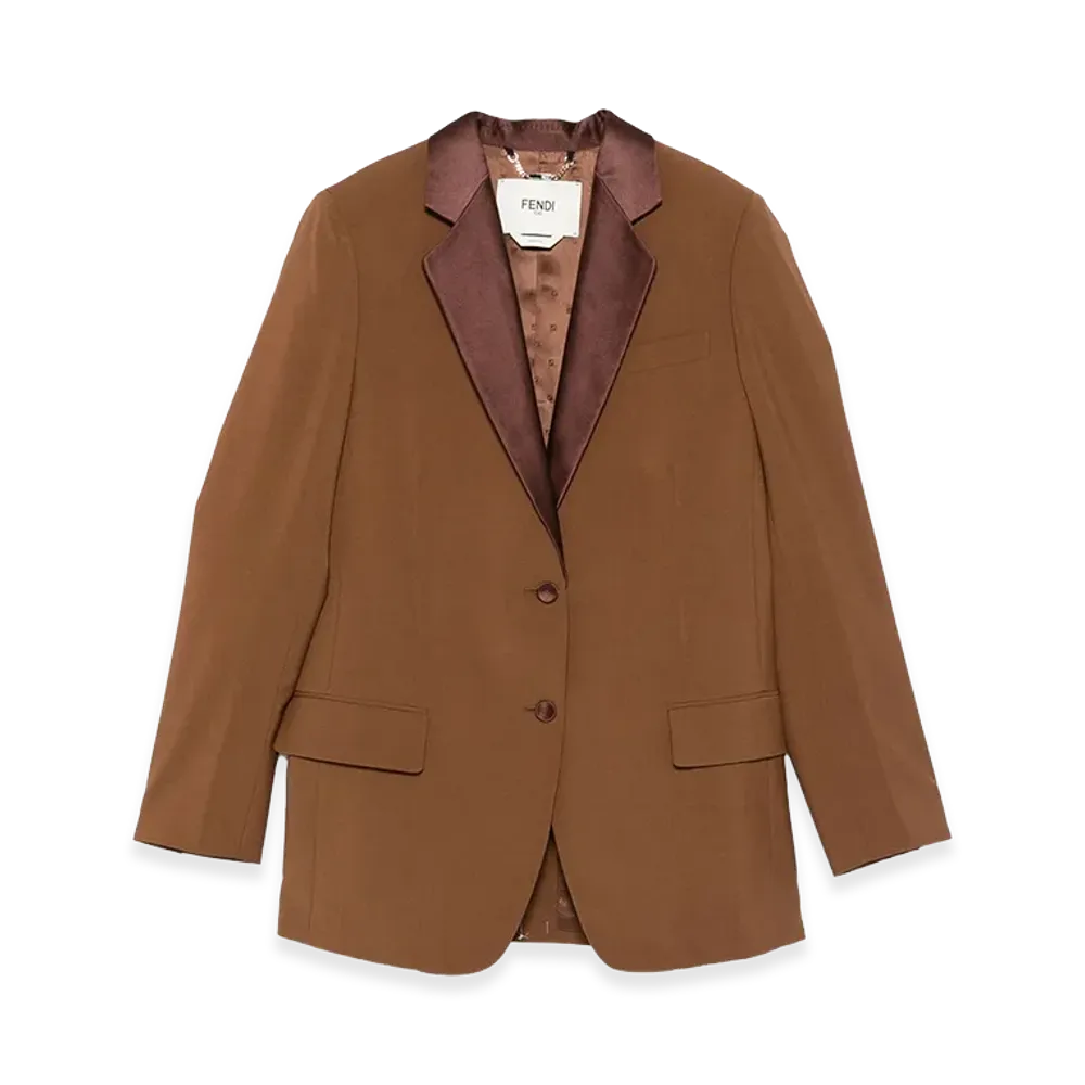 FENDI Women's Single Breasted Tailored Blazer "Brown"