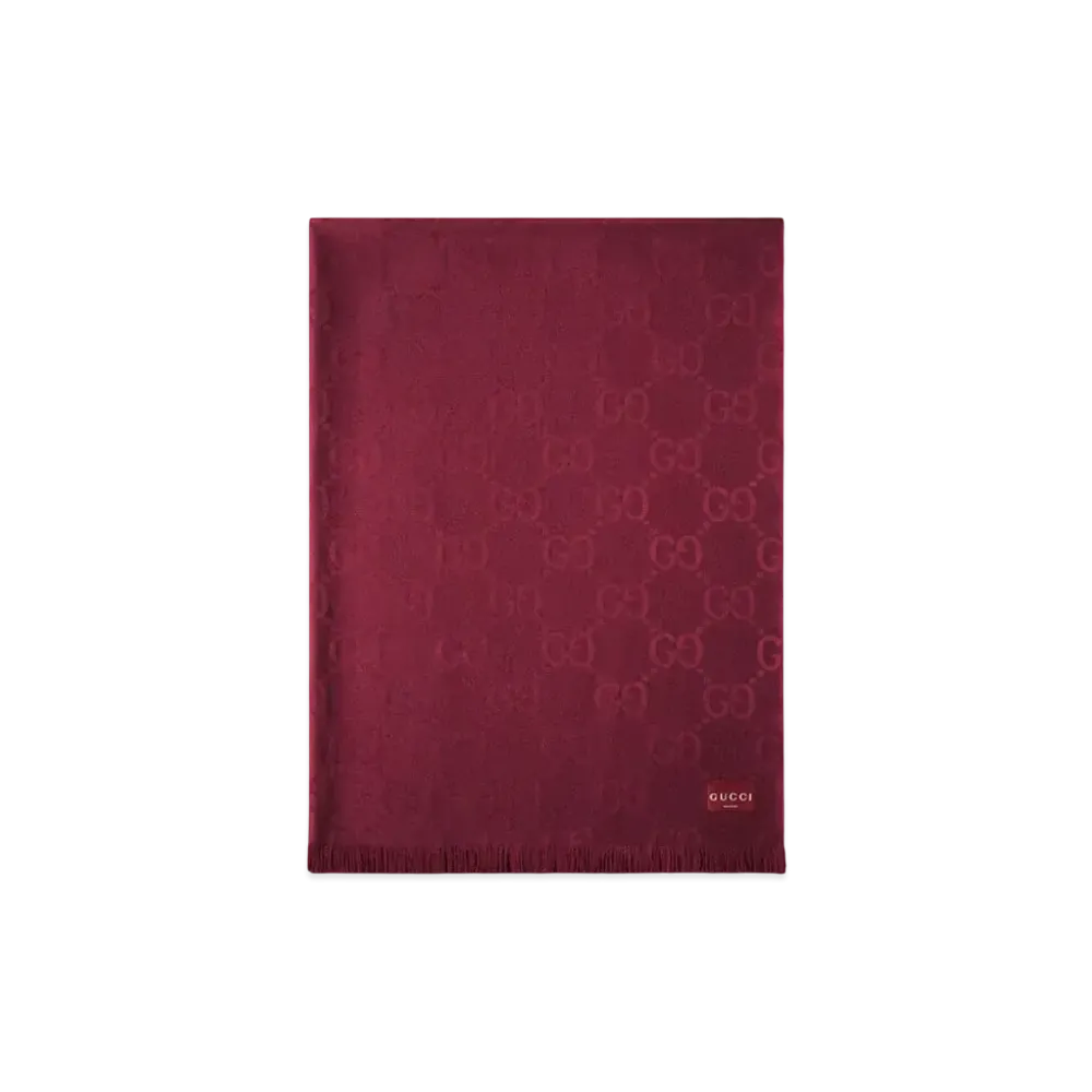 GUCCI GG Wool and Silk Blanket "Rosso Ancola"