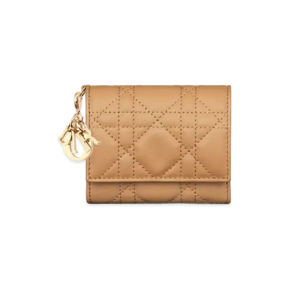 Dior Lady Dior Lotus Wallet Cannage Lambskin "Medium Tan"