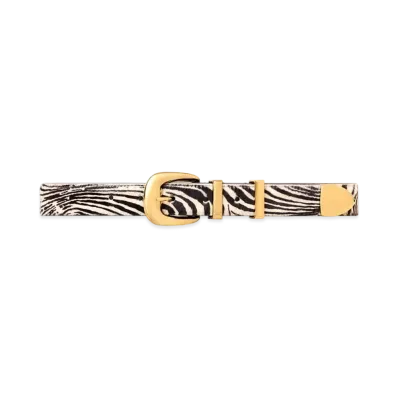 CELINE Medium Western Belt In Zebra Printed Pony Calfskin "Black/White"