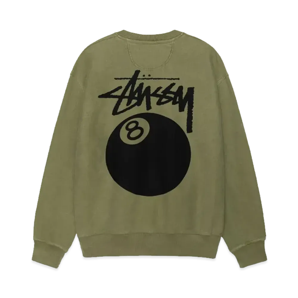Stussy 8 Ball Crew Pigment Dyed "Olive"