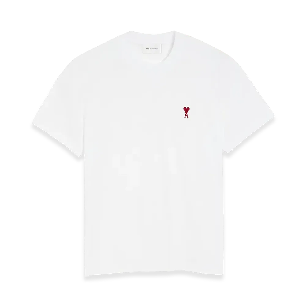 AMI PARIS Organic Cotton Jersey Ami de Coeur T-Shirt "White"