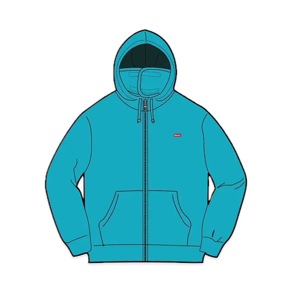 Supreme Small Box Facemask Zip Up Hooded Sweatshirt "Cyan"