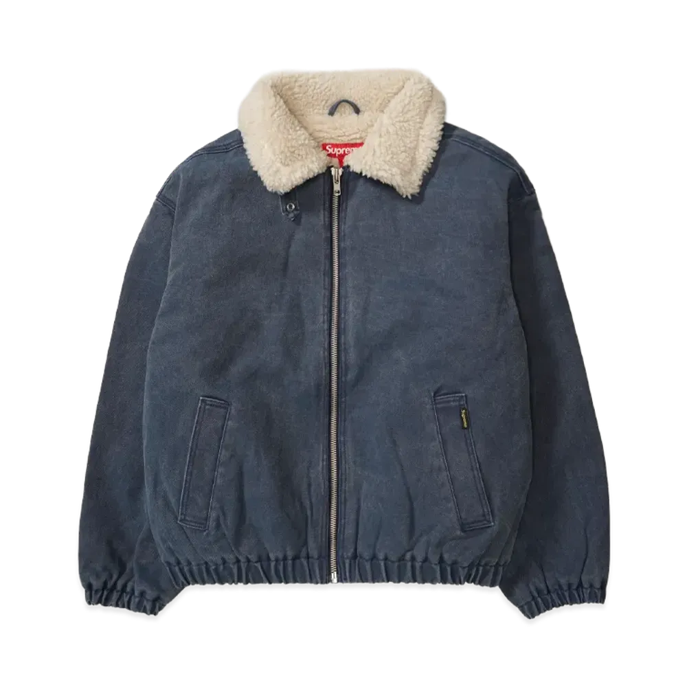 Supreme Faux Shearling Lined Bomber Jacket "Navy"