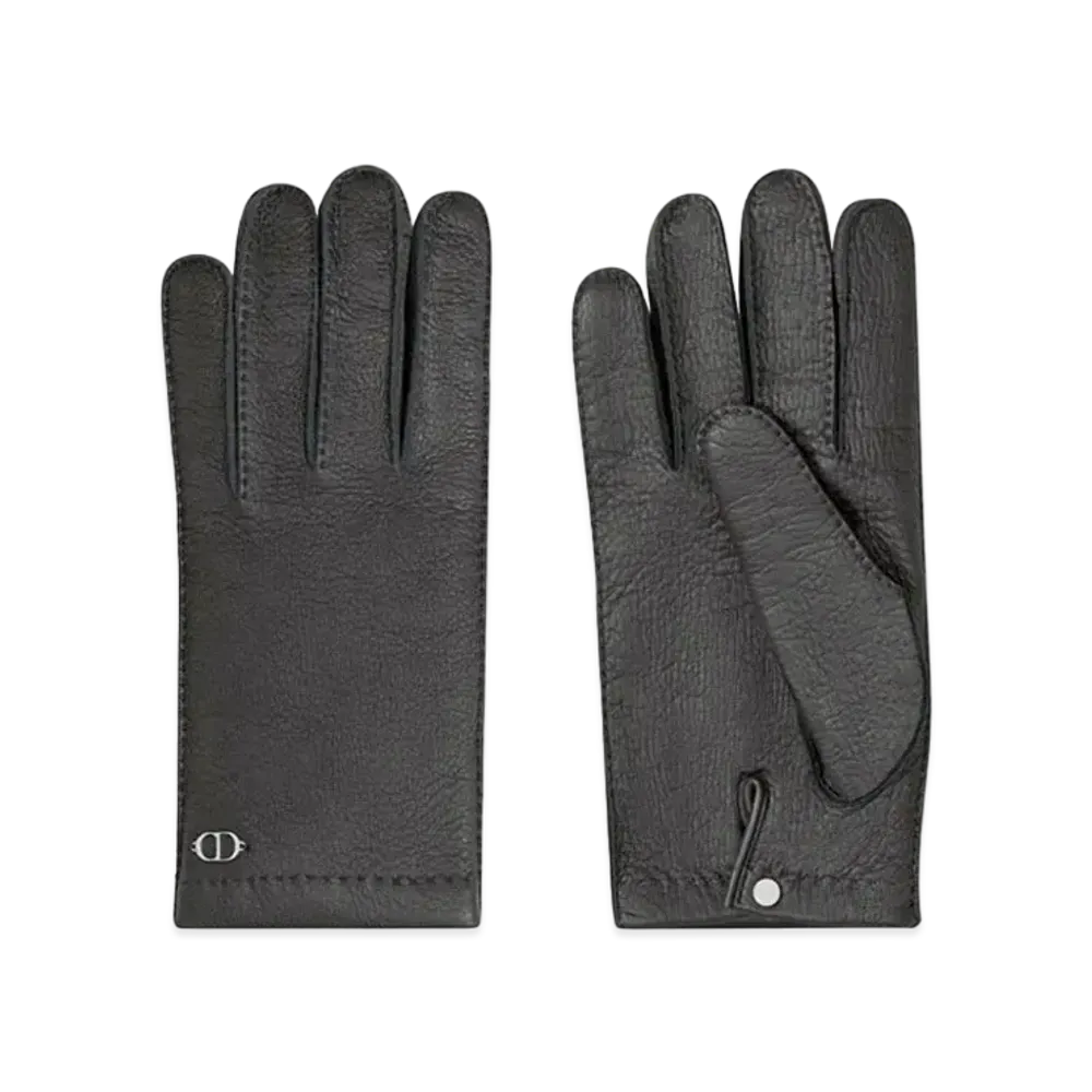 Dior CD ICON Gloves Dior Grained Leather "Black"