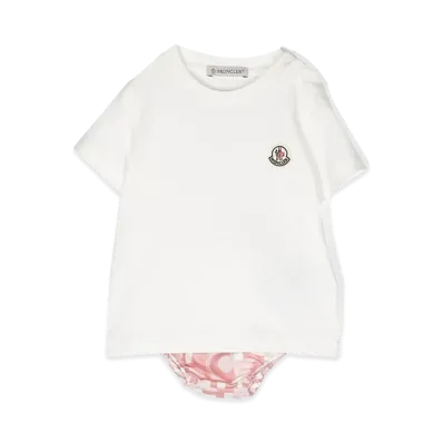 MONCLER Kids T-Shirt And Bloomers Set "White/Pink"