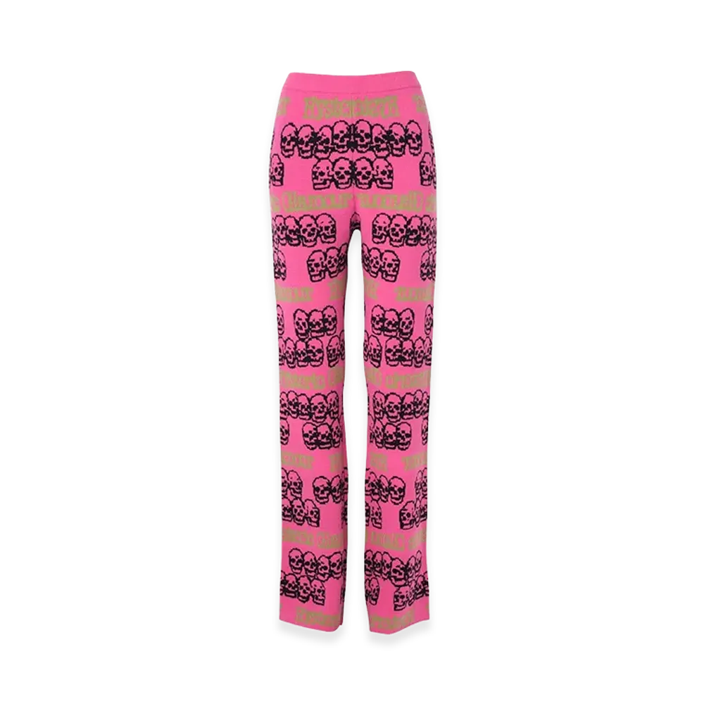 HYSTERIC GLAMOUR Women's SKULL STRIPE Pattern Jacquard Pants "Pink"