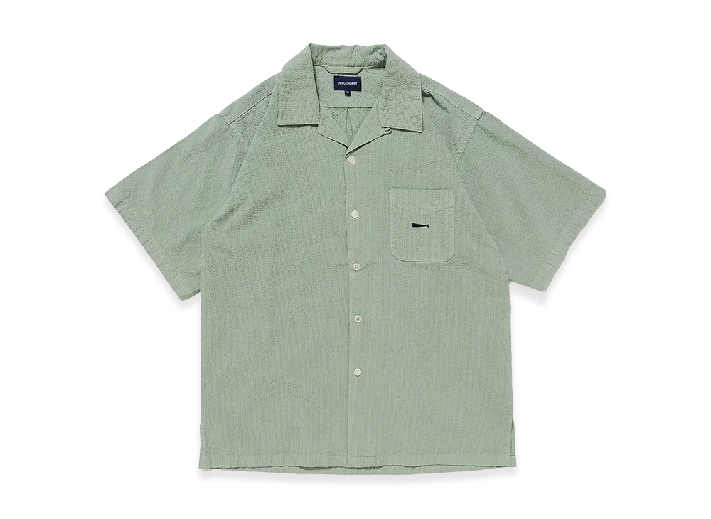 DESCENDANT S Wind Open Collar Seersucker SS Shirt "Green"