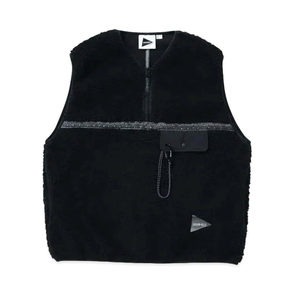 GRAMICCI x and wander JQ Tape Fleece Vest (Men's) "Black"