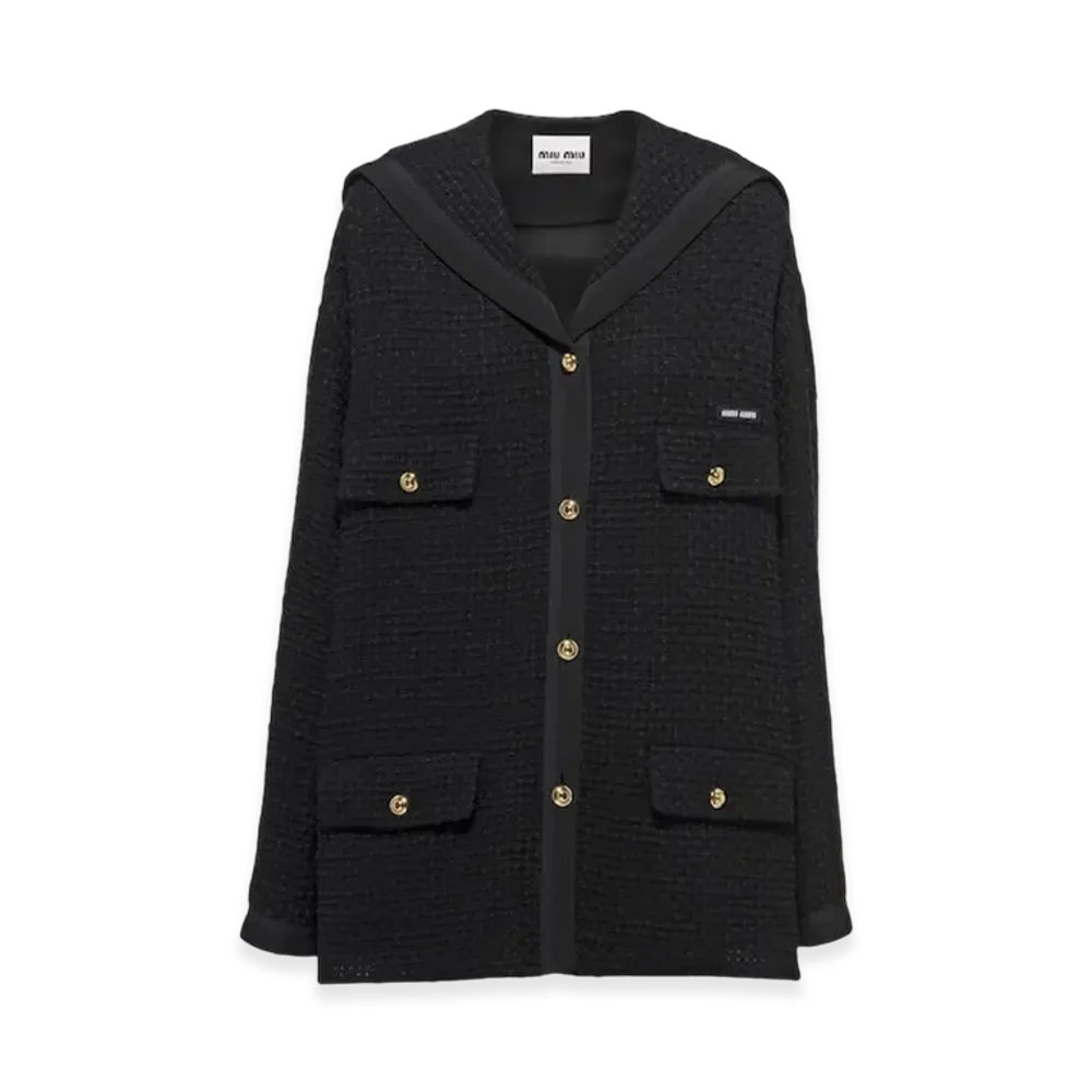 MIU MIU Women's Single Breasted Tweed Jacket "Black"