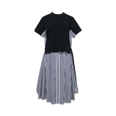 sacai Thomas Mason Cotton Poplin x Cotton Jersey Dress "Navy Stripe"