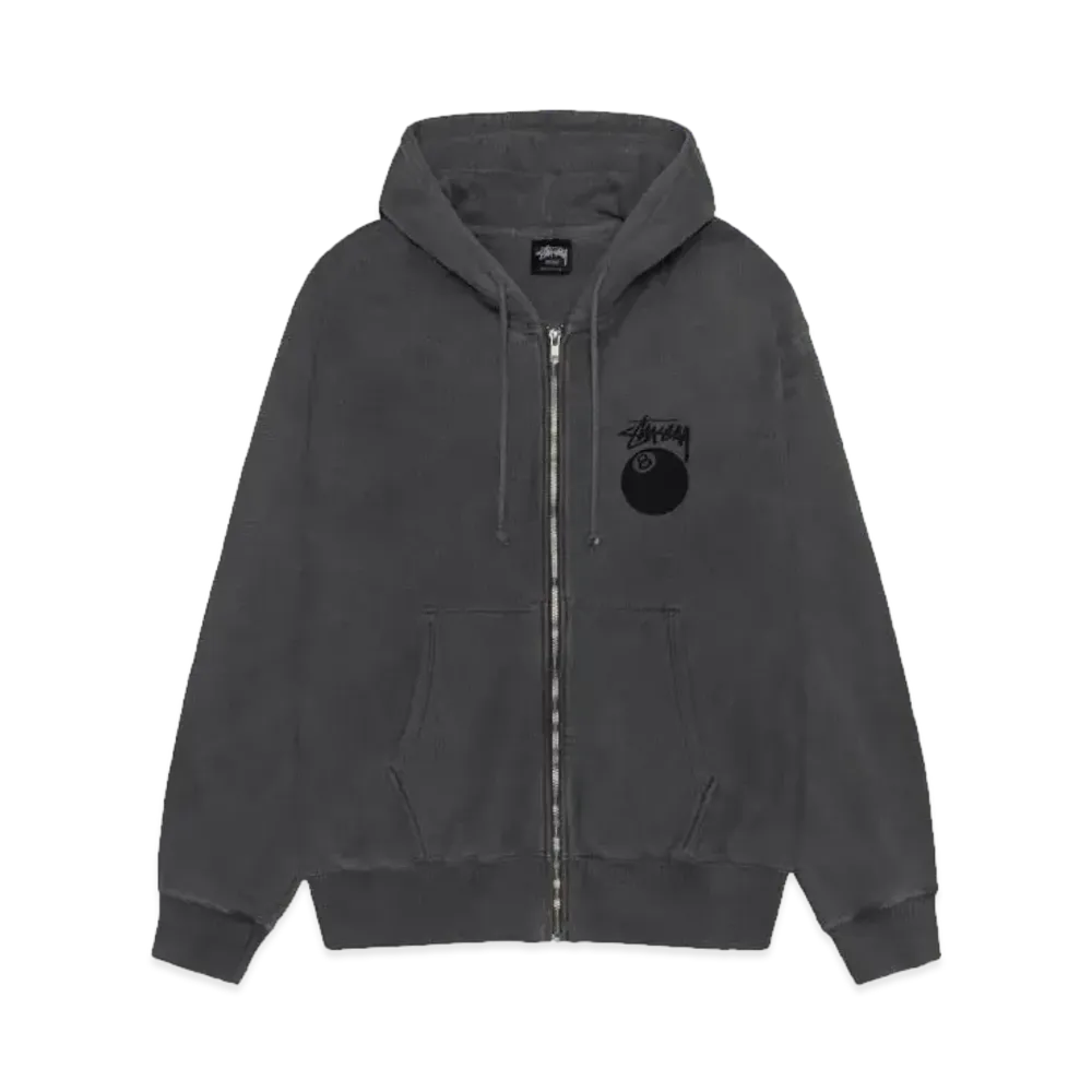 Stussy 8 Ball Zip Hoodie Pigment Dyed "Black"