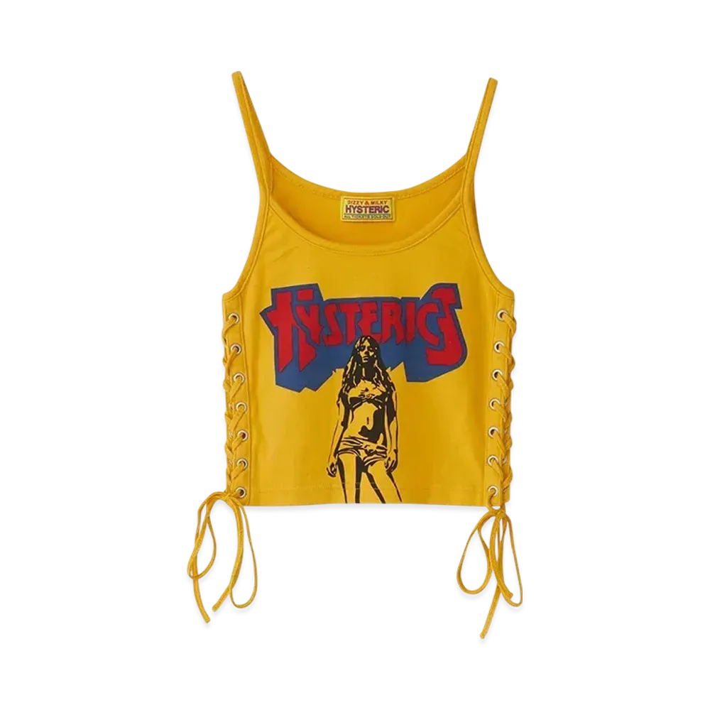HYSTERIC GLAMOUR Bad As Mama Lace-Up Short Camisole "Yellow"