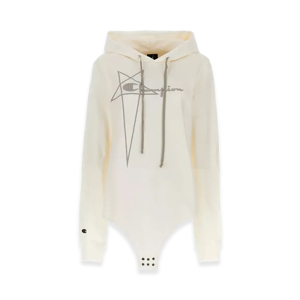 Rick Owens Women's x Champion Hooded Bodysuit "White"