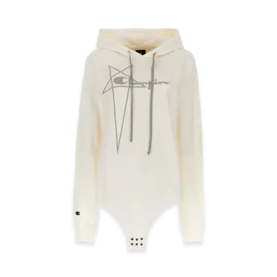 Rick Owens Women's x Champion Hooded Bodysuit "White"