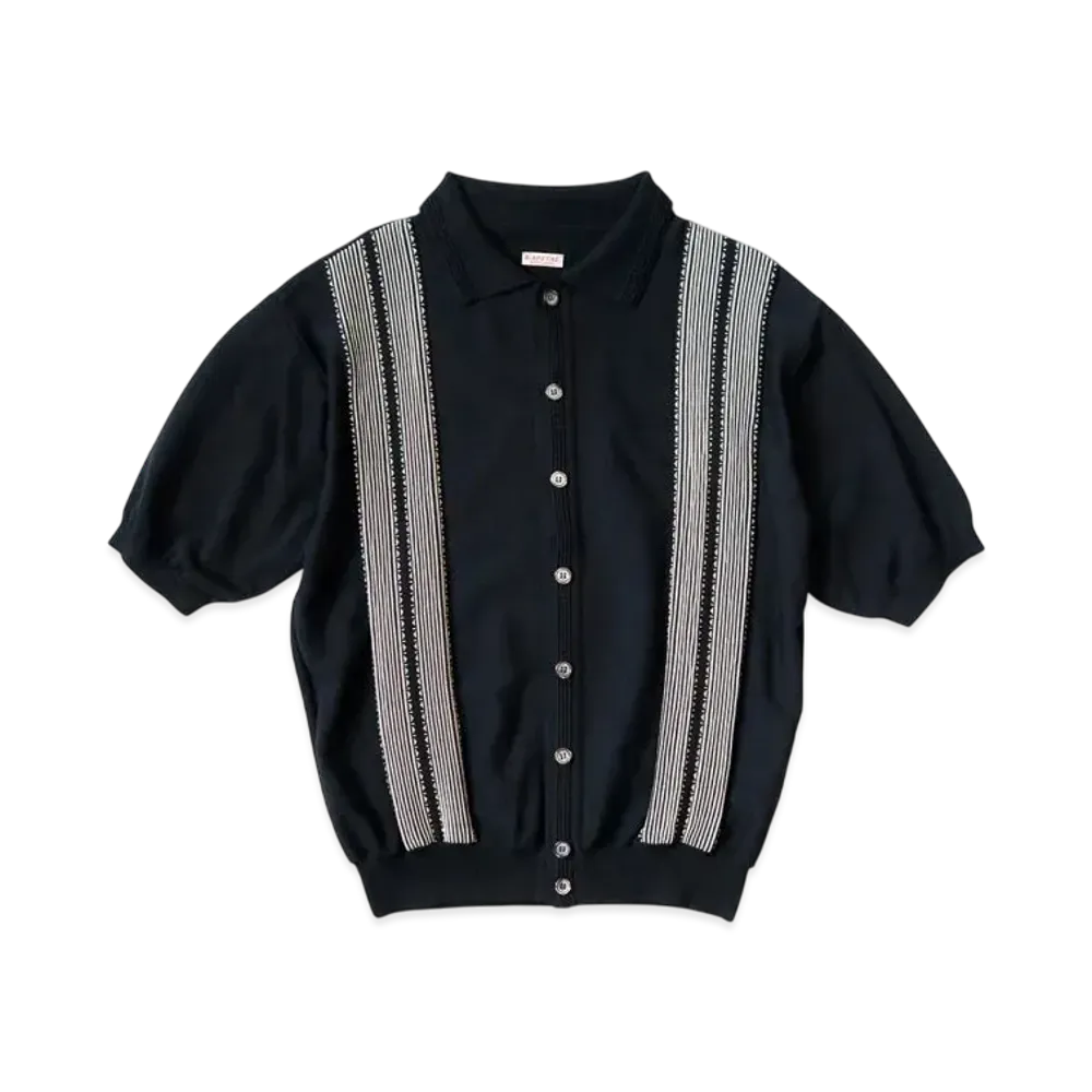 KAPITAL 14G Cotton Knit Oyster Aloha Polo "Black"