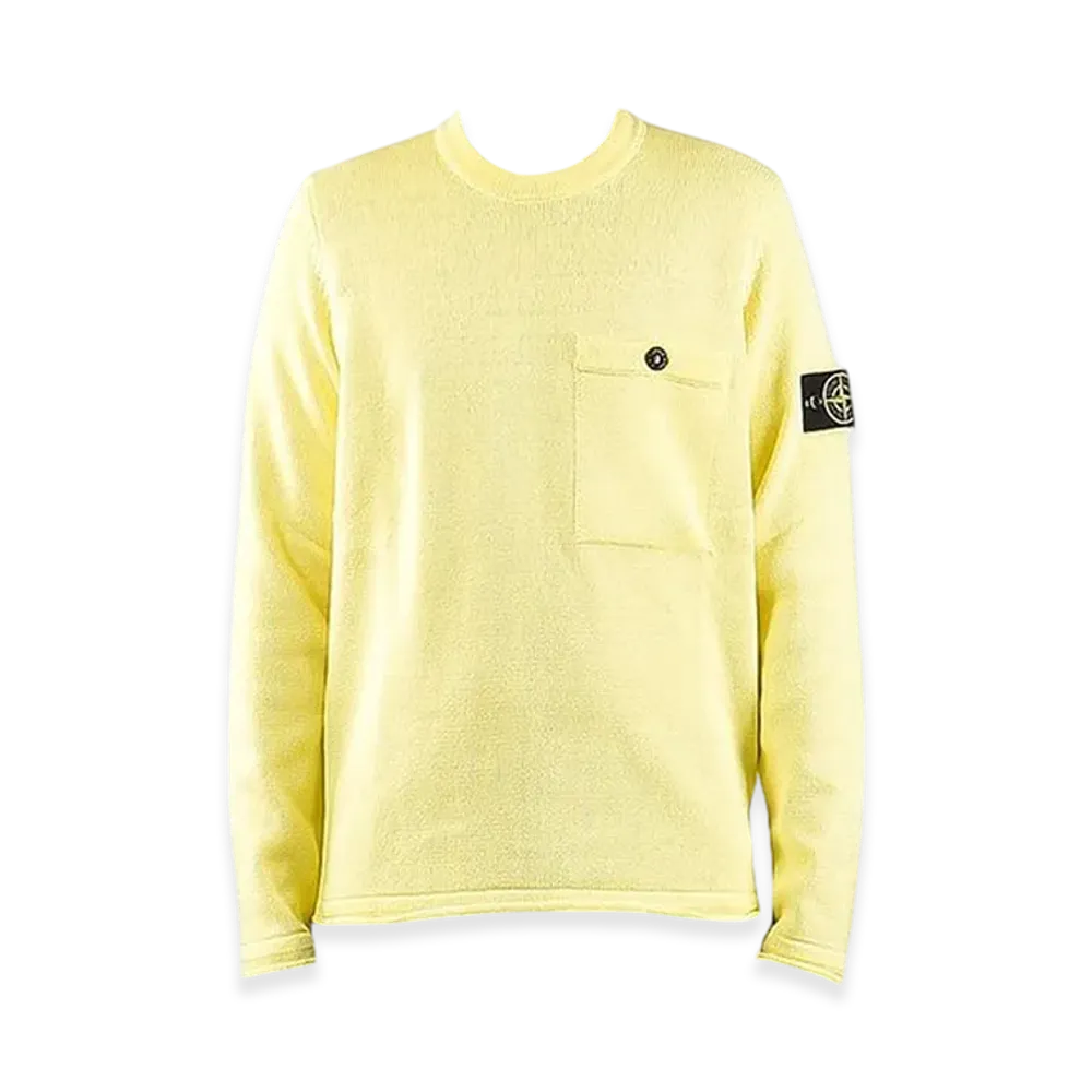 Stone Island 545D4 Wappen Pocket Crewneck Knit - 20SS "Lemon"
