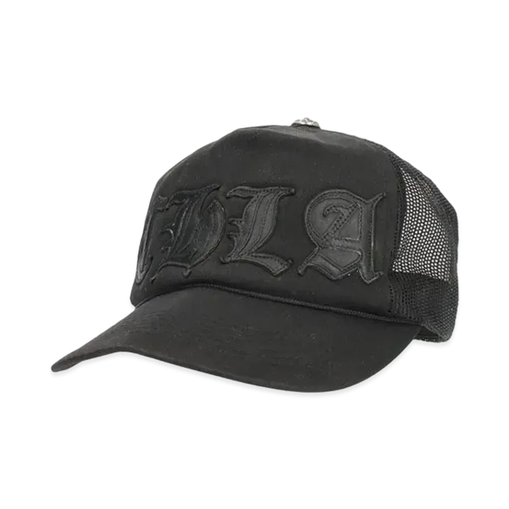 Chrome Hearts Trucker Cap CH LA Patch Cross Ball Mesh "Black"