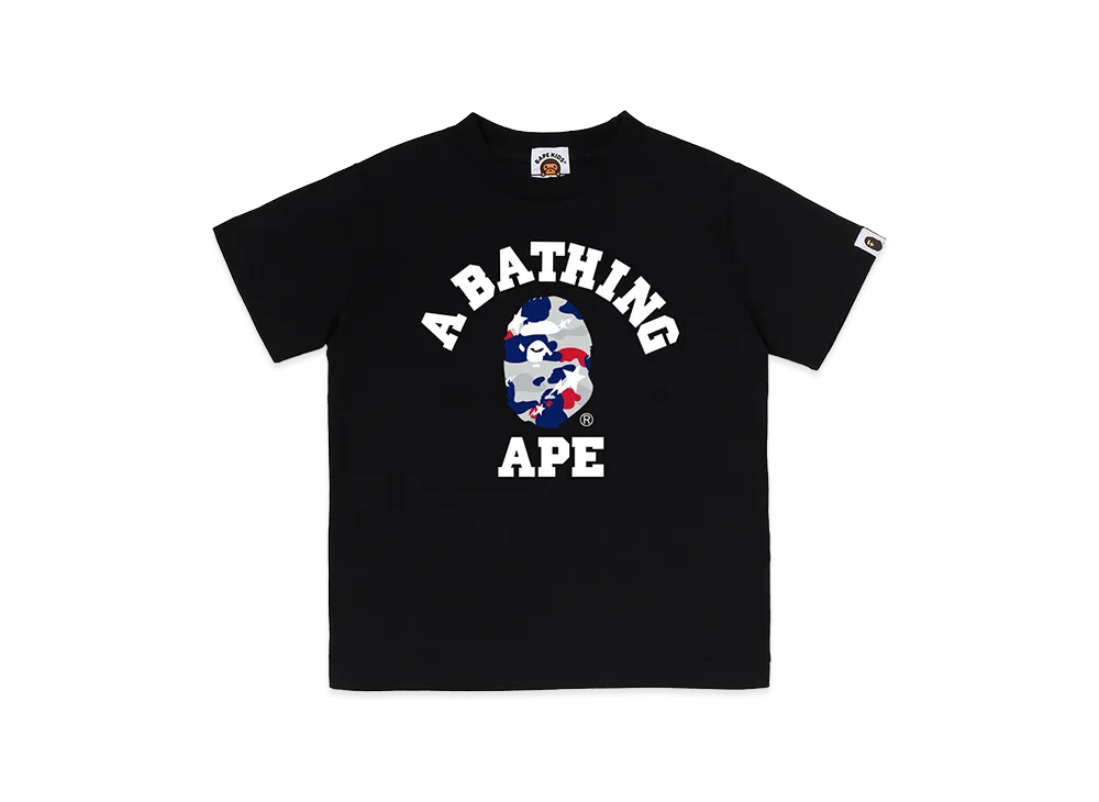 A BATHING APE Kids Sta Strike Camo College Tee "Black/White"